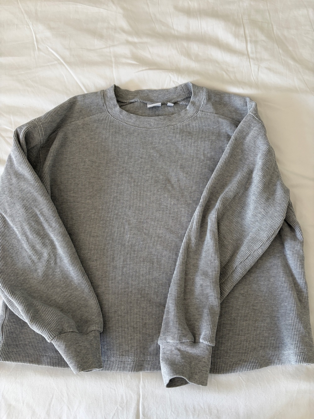 TNA Crew Boxy Long sleeve Sweater in Light Gray